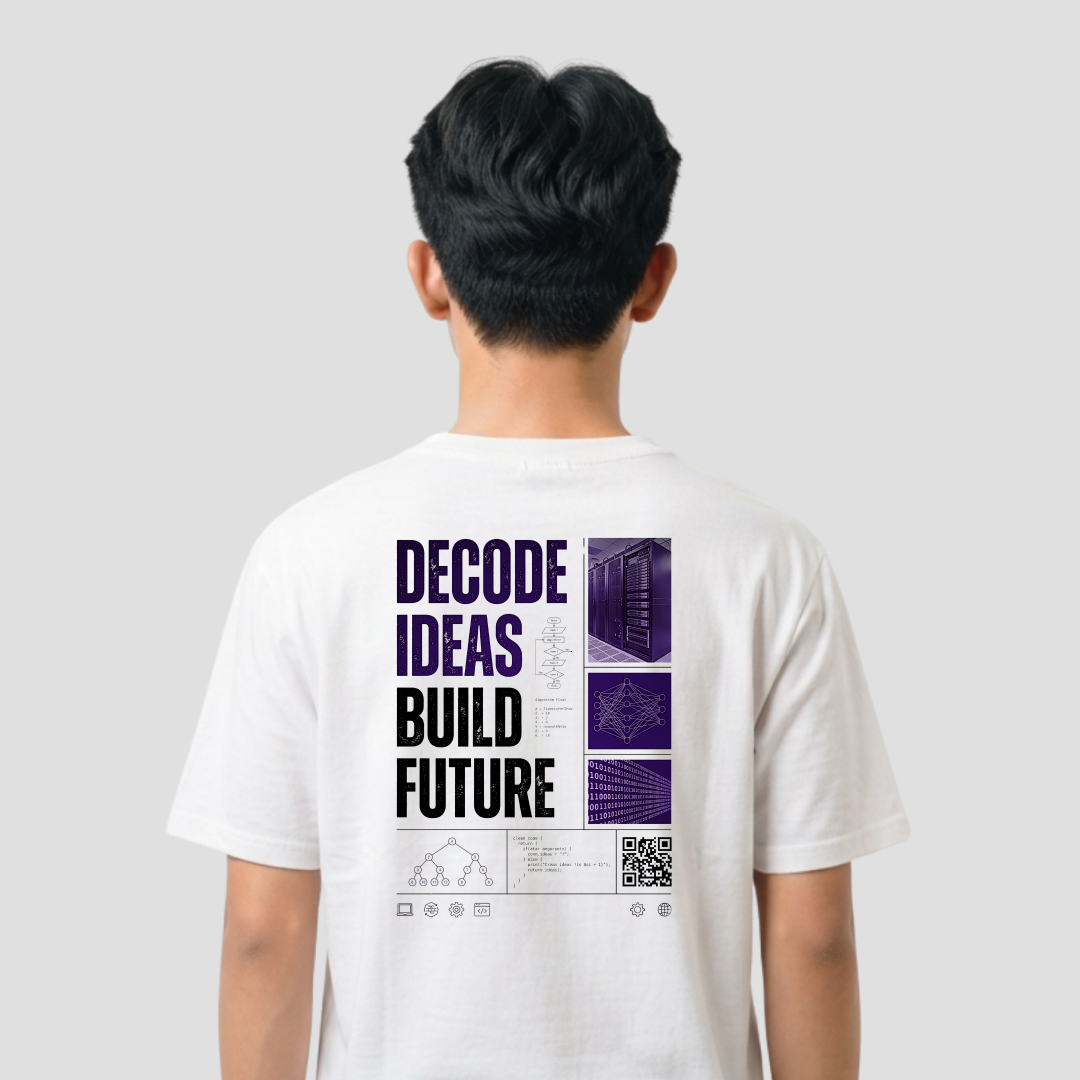 Kaos Distro D-A12 Simple Decode Idea Build Future Premium Cotton Combed Kaos Pria Wanita Unisex — foto 2