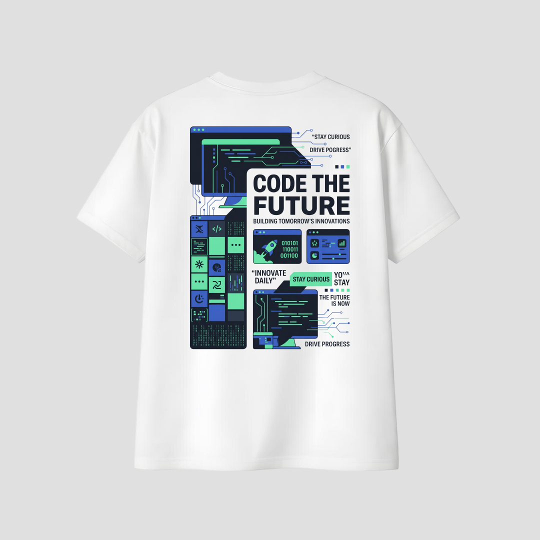 Kaos Distro D-A03 “Code The Future” Unisex – Premium Cotton Combed | Kaos Programmer & IT