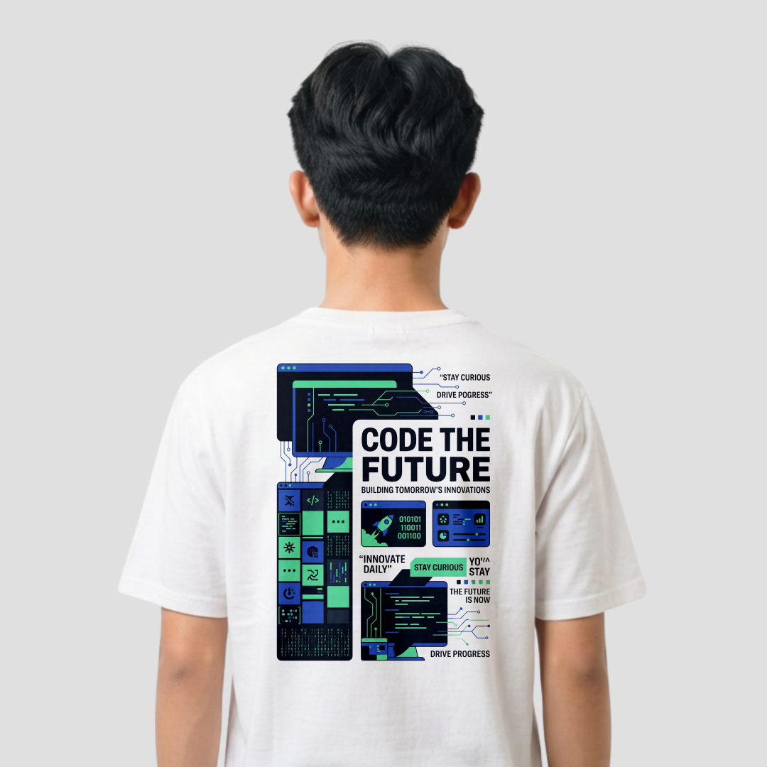 Kaos Distro D-A03 “Code The Future” Unisex – Premium Cotton Combed | Kaos Programmer & IT — foto 2
